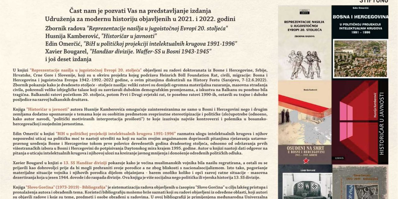 U Mostaru će biti promovirana izdanja Udruženja za modernu historiju